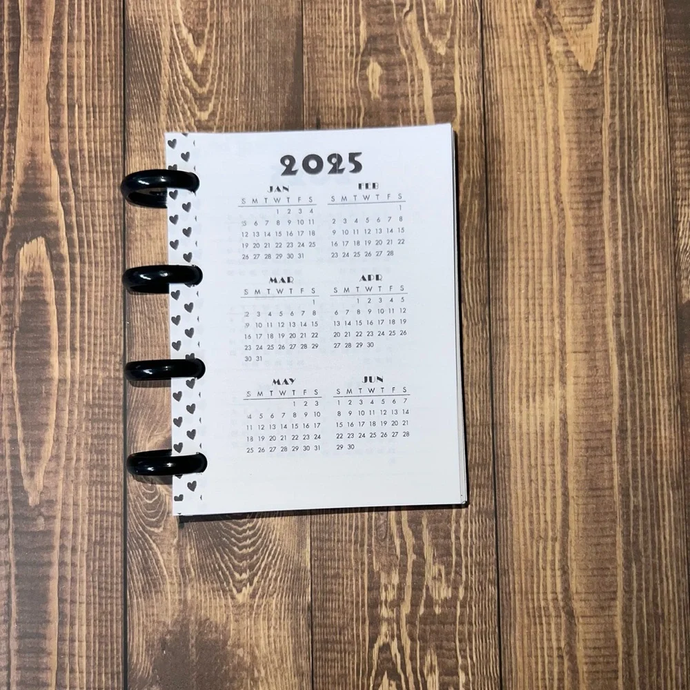 Micro planner size inserts 6 months undated
